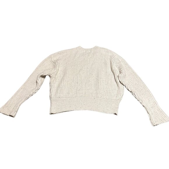 Bassike Pullover Crew Neck Sweater Thick Ribbed Woven Cream Linen Size 3 Large - Picture 6 of 12